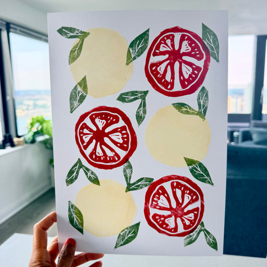Caprese Salad A4 Lino Print