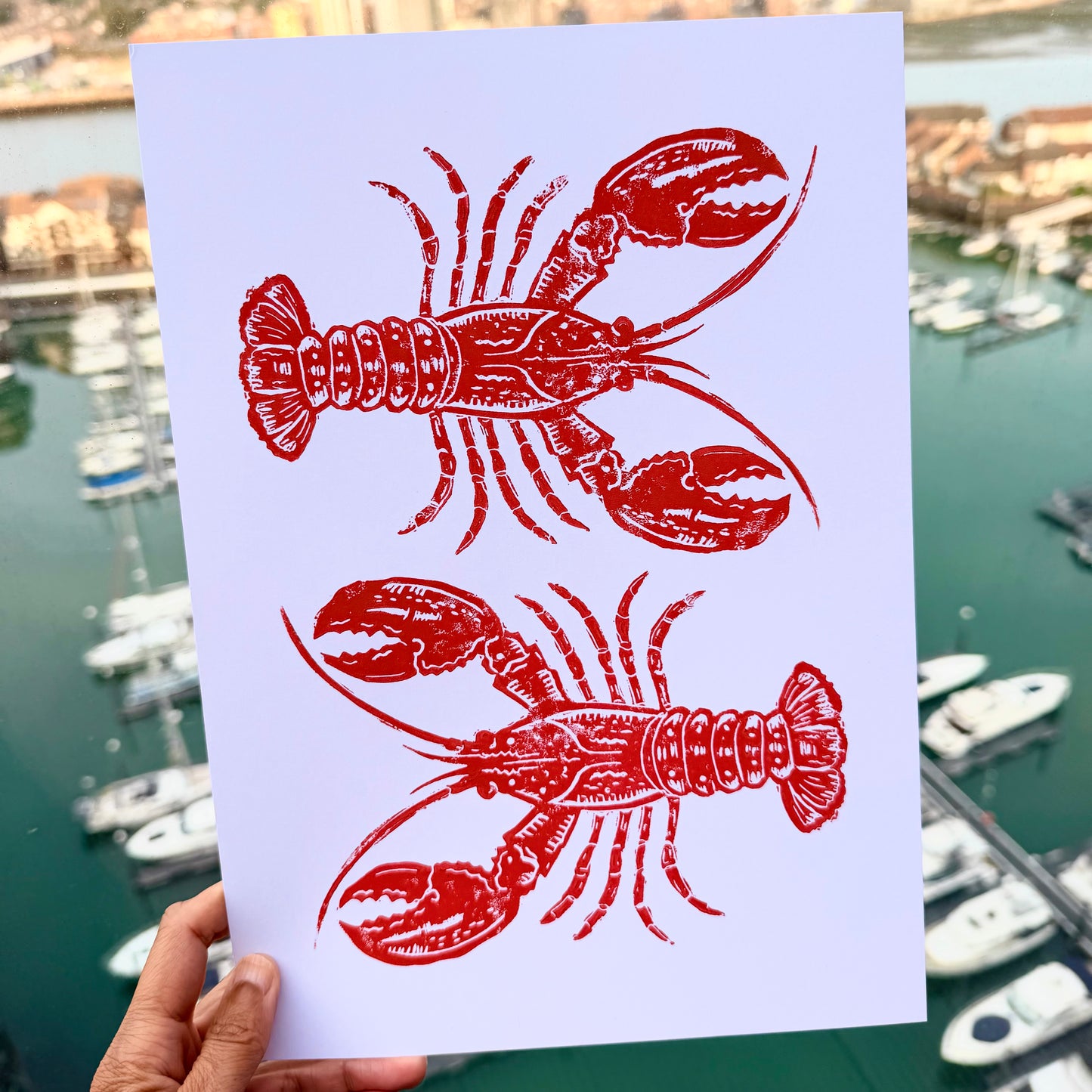 Lobster A4 Lino Print