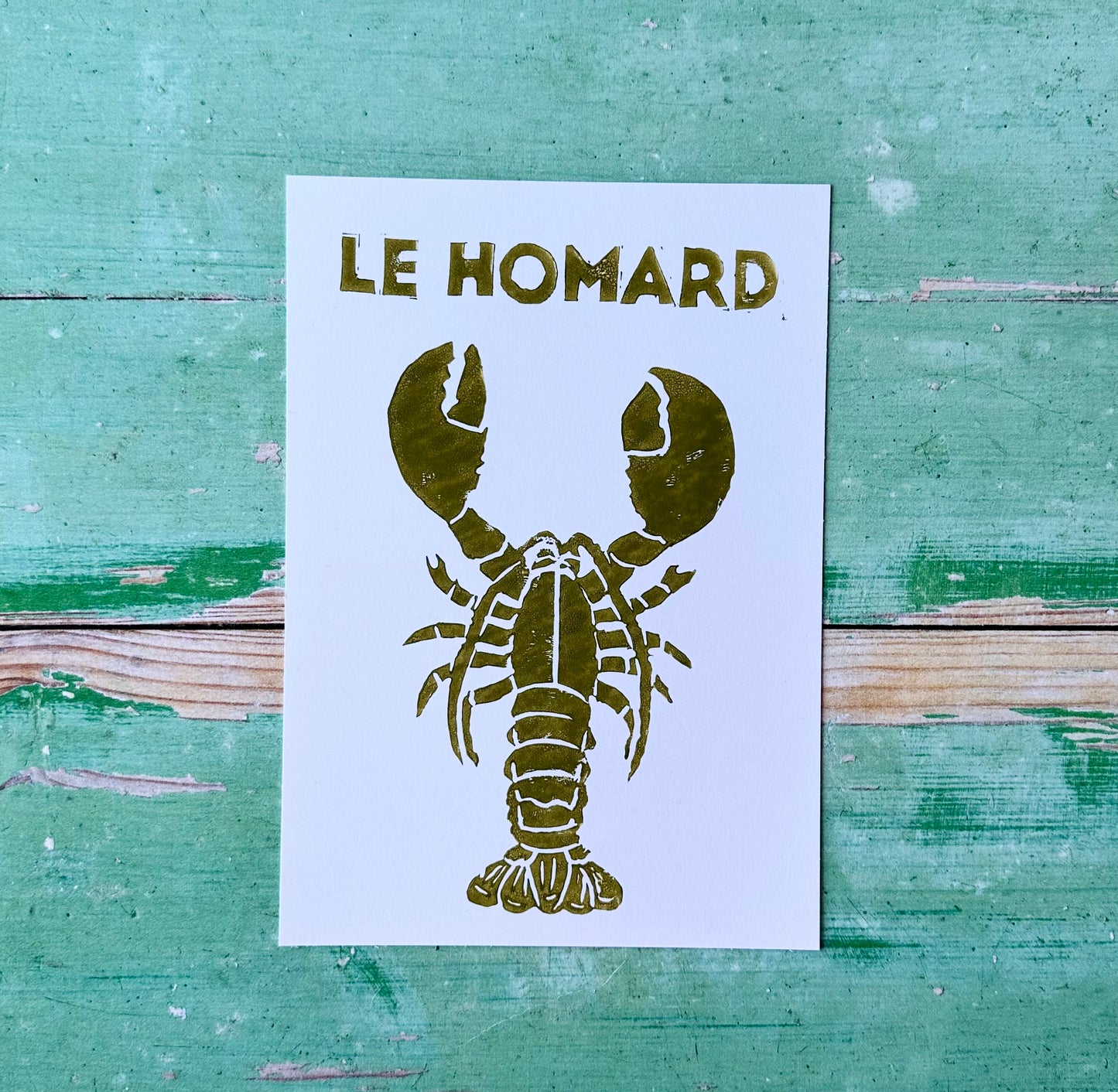 Lobster Lino Print A5