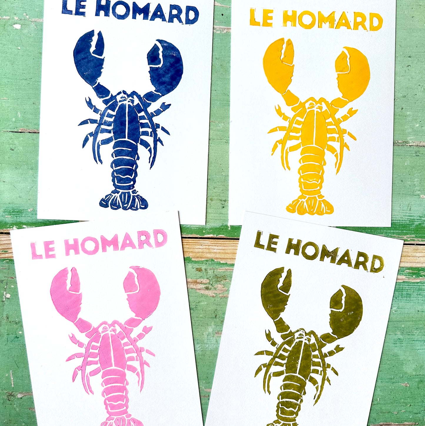 Lobster Lino Print A5