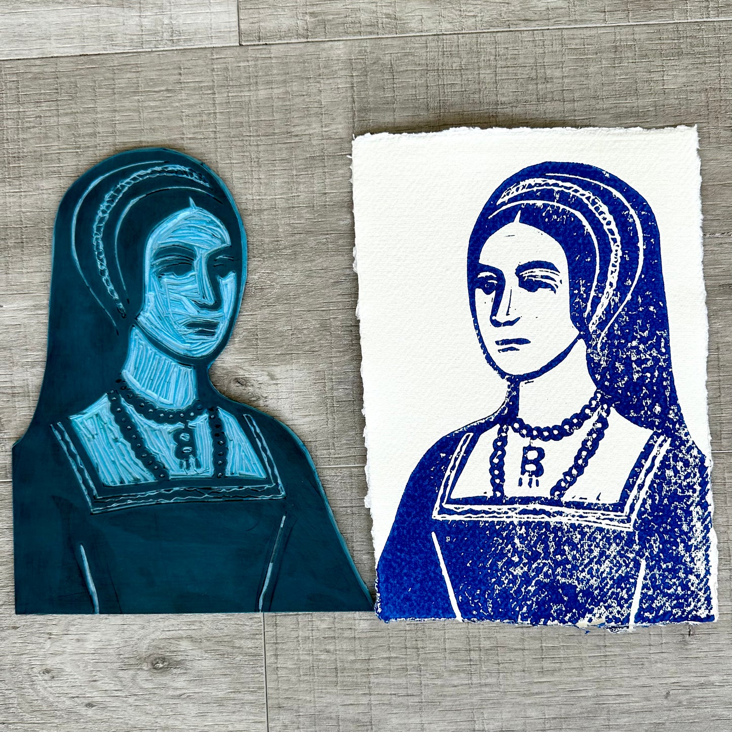 Anne Boleyn A4 Lino Print