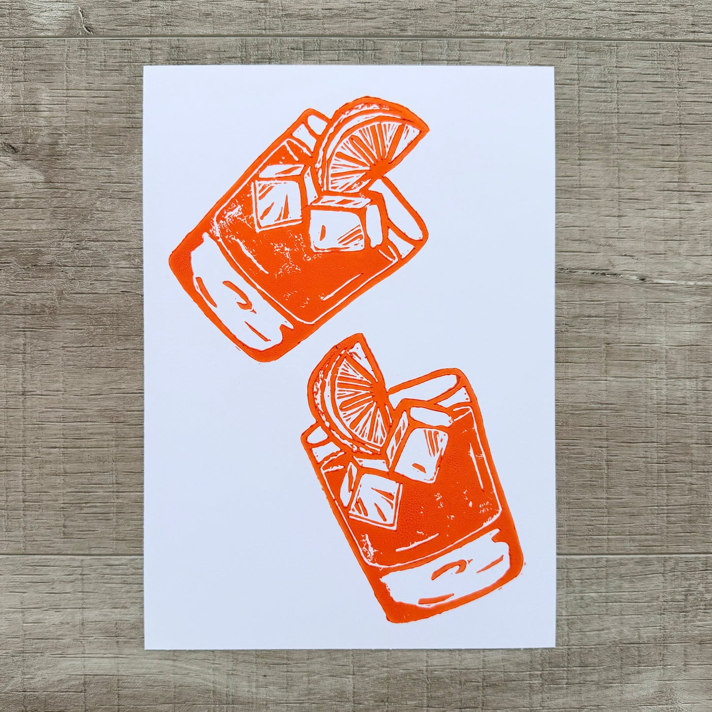 Negroni A5 Lino Print