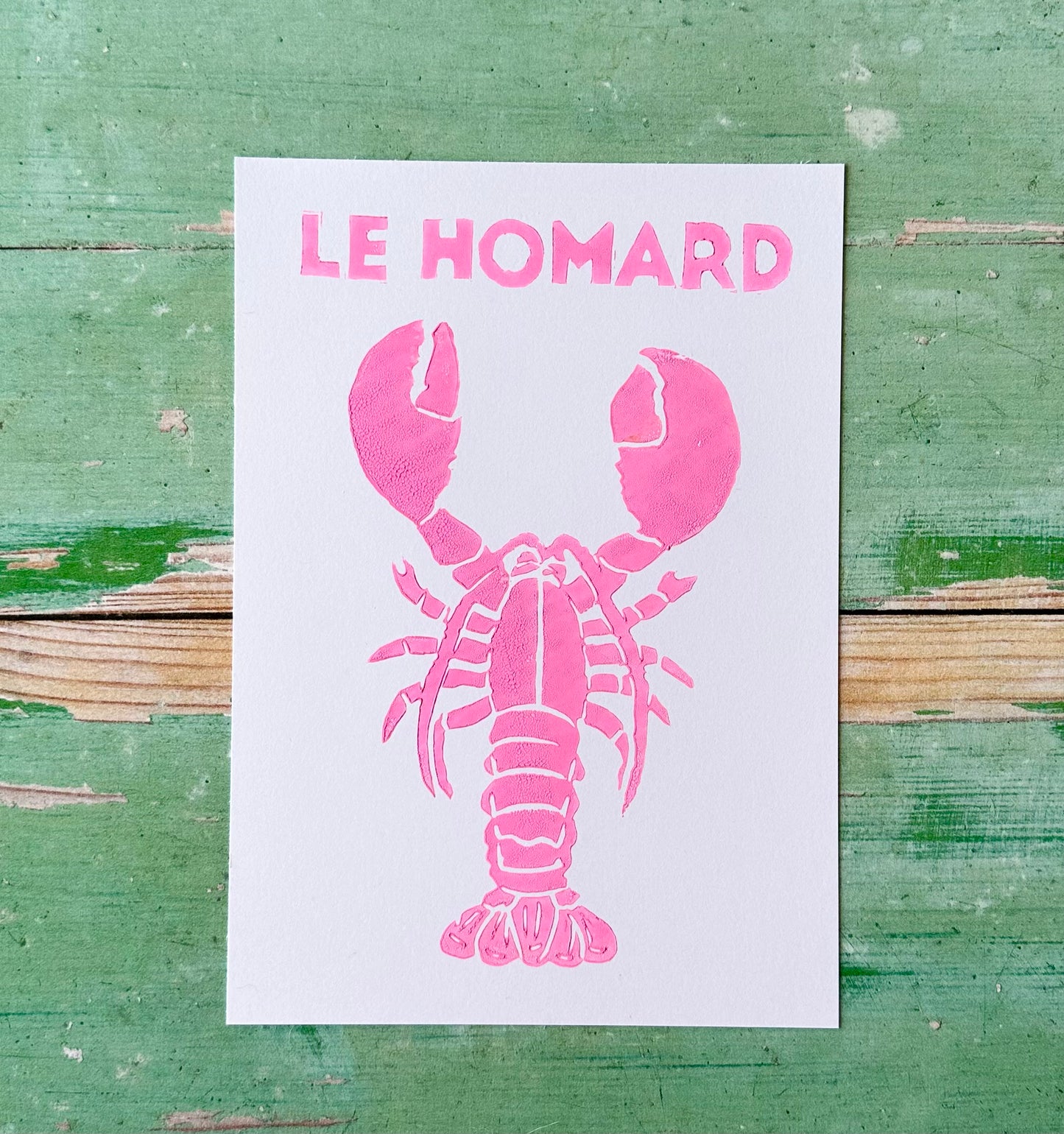 Lobster Lino Print A5