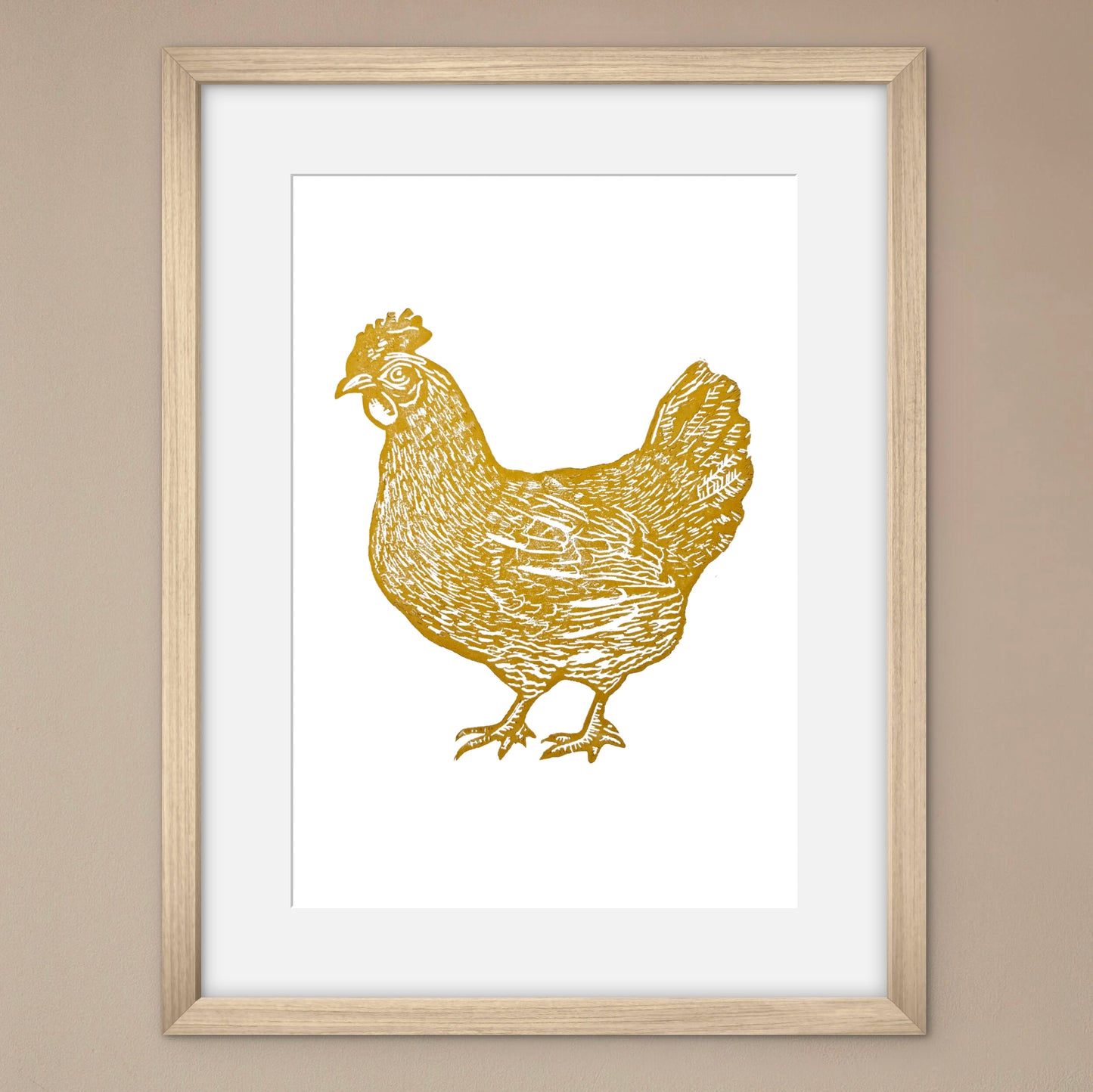 Chicken A4 Lino Print