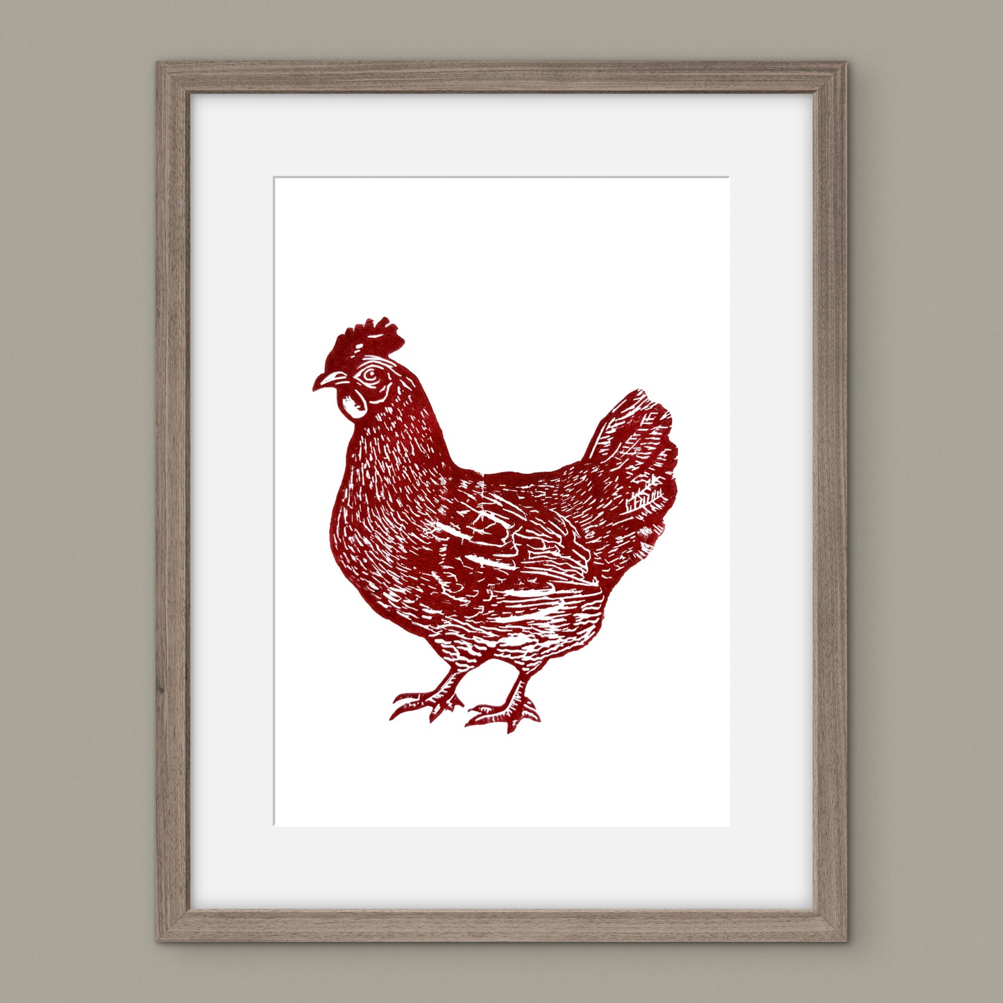 Chicken A4 Lino Print
