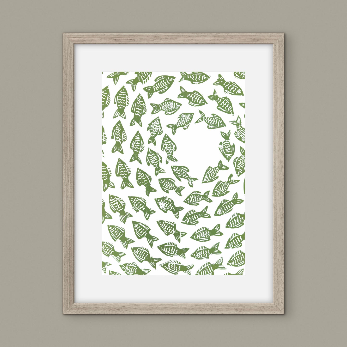 School of Fish A4 Lino Print