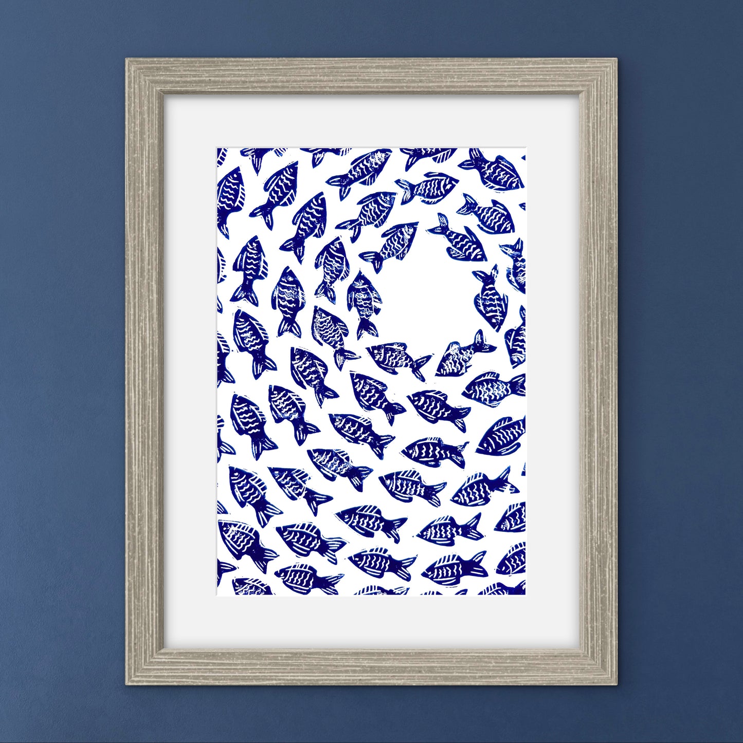 School of Fish A4 Lino Print
