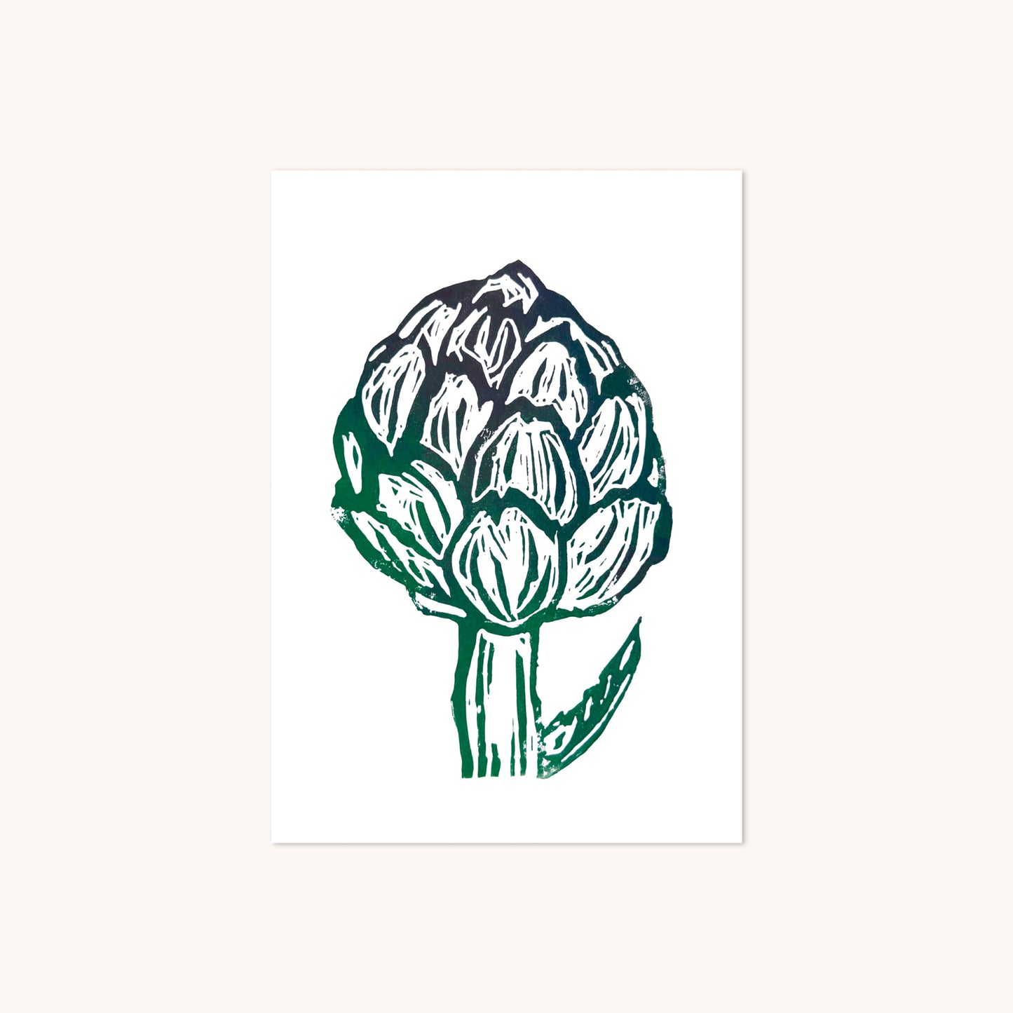 Artichoke A5 Lino Print