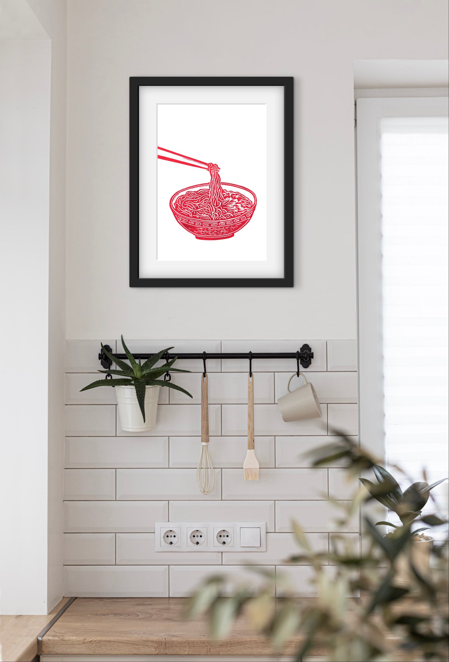 Bowl of Noodles A4 Lino Print