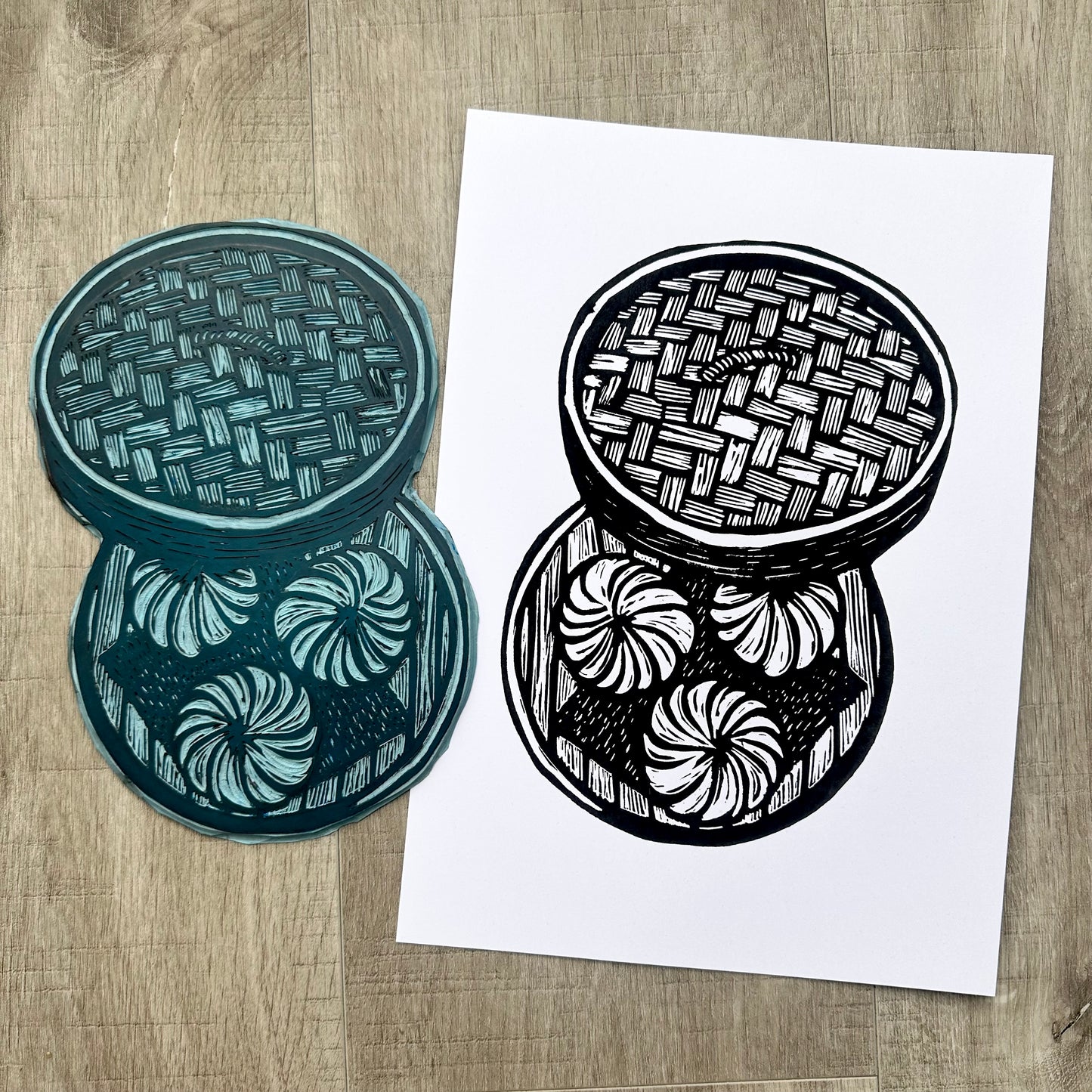 Chinese Food A4 Lino Prints