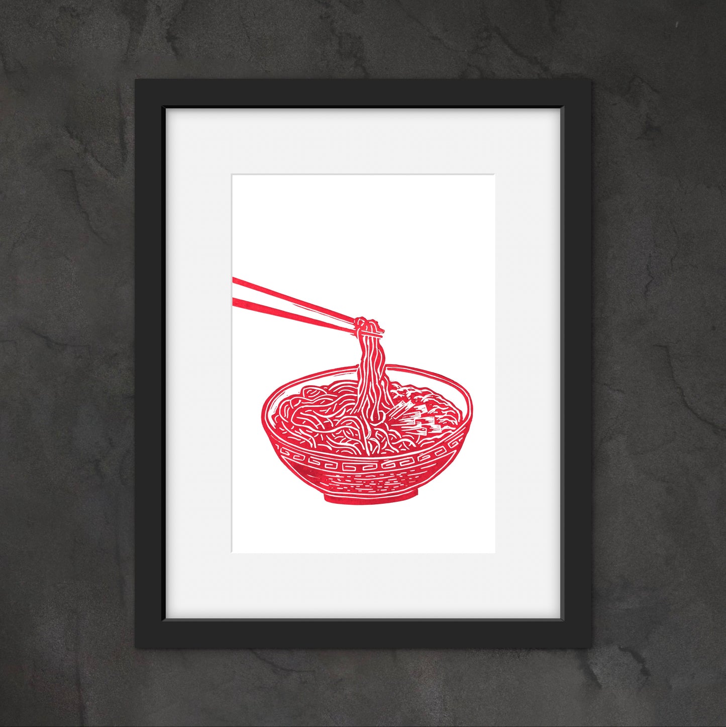 Bowl of Noodles A4 Lino Print