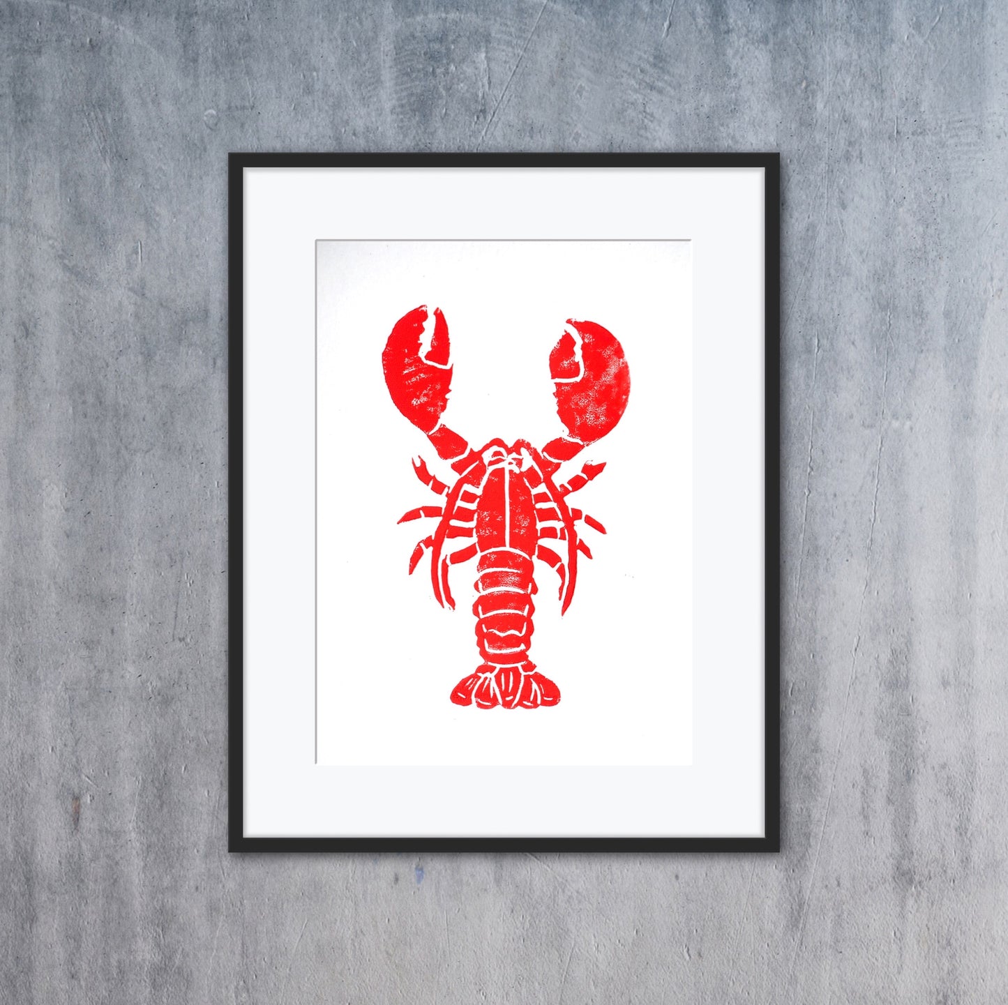 Lobster Lino Print A5